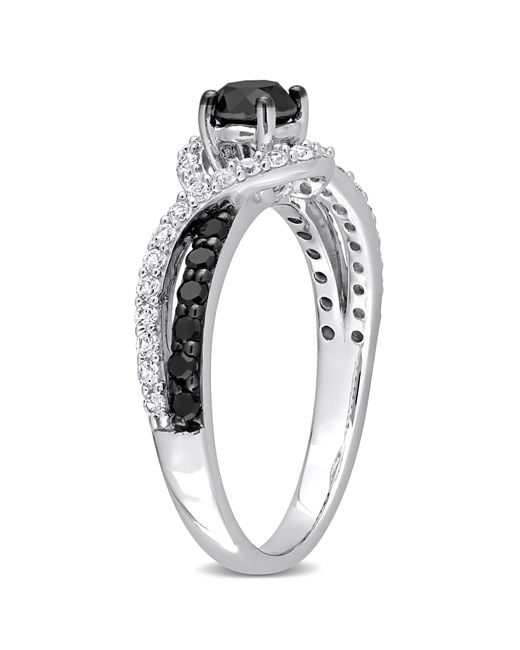 Amour Metallic 3/4 Ct Tw Diamond And Sapphire Swirl Engagement Ring