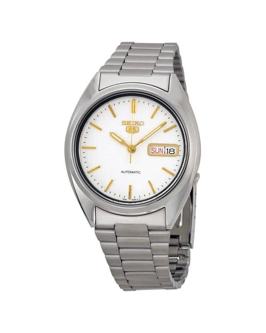 Seiko Series 5 Automatic Off White Dial Watch in Metallic for Men - Lyst