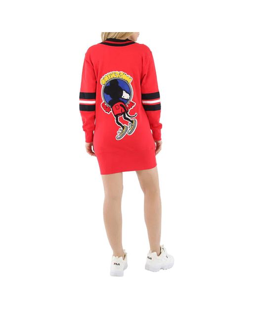 Moschino Red Mickey Rat Sweater Dress