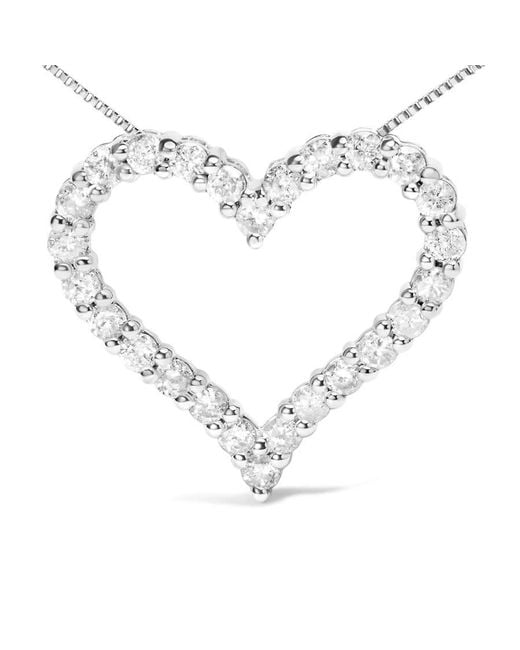 Haus of Brilliance Metallic 925 Sterling 2.0 Cttw Diamond Open Heart 18" Pendant Necklace (I-J I2-I3