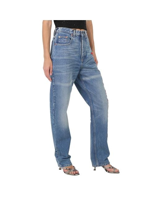 Gucci Blue My Body My Choice Straight Leg Jeans, Waist