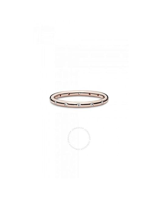 Pandora White Ladies Rose Simple Sparkling Band Ring