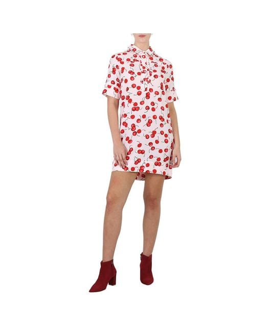 Essentiel Antwerp Red Cherry Print Short Sleeve Dress