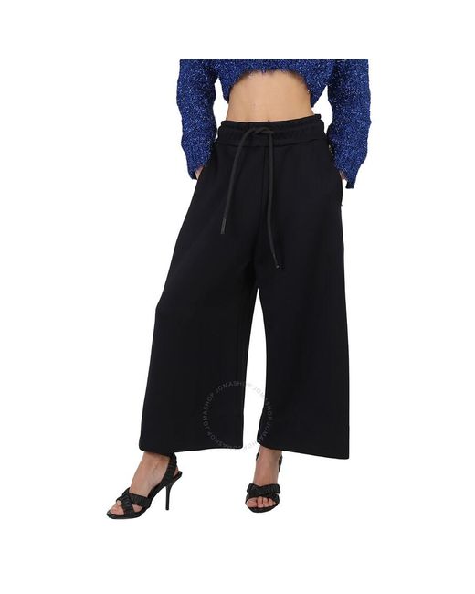 Burberry Blue Crystal Detail Wide-leg Jersey Cropped Track Pants