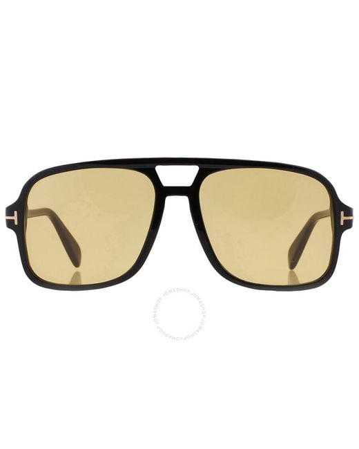Tom Ford Brown Falconer Amber Navigator Sunglasses Ft0884 01e 60 for men