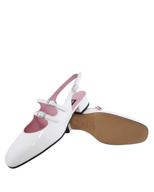 CAREL PARIS White Paris Peche Slingback Mary Janes, Brand Size 36 Us