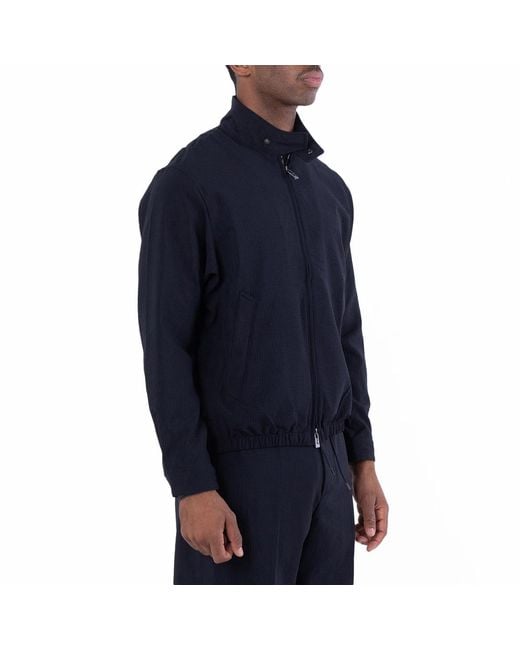 Emporio Armani Blue Nylon Seersucker Blouson Jacket, Brand Size 48 Us for men