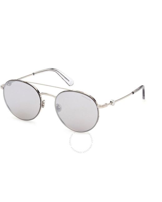 Moncler Metallic Smoke Mirror Round Sunglasses Ml0214 16c 54