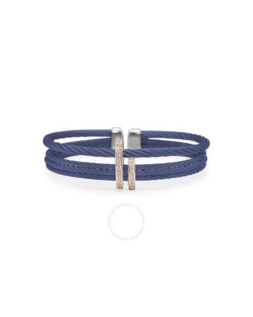 Alor Blue Berry Cable Double Arch Over Twist Cuff With 18k Rose Gold & Diamonds