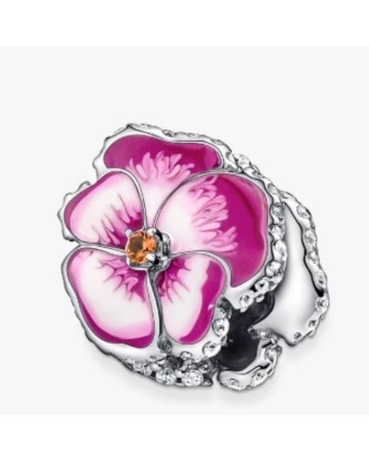 Pandora Pink Pansy Sterling Charm