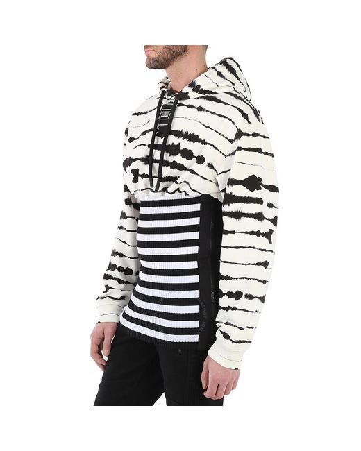 Burberry White Watercolour Print Reconstructed Cotton Hoodie for men