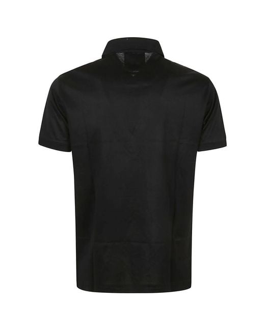 Emporio Armani Black Logo Cotton Blend Polo Shirt for men