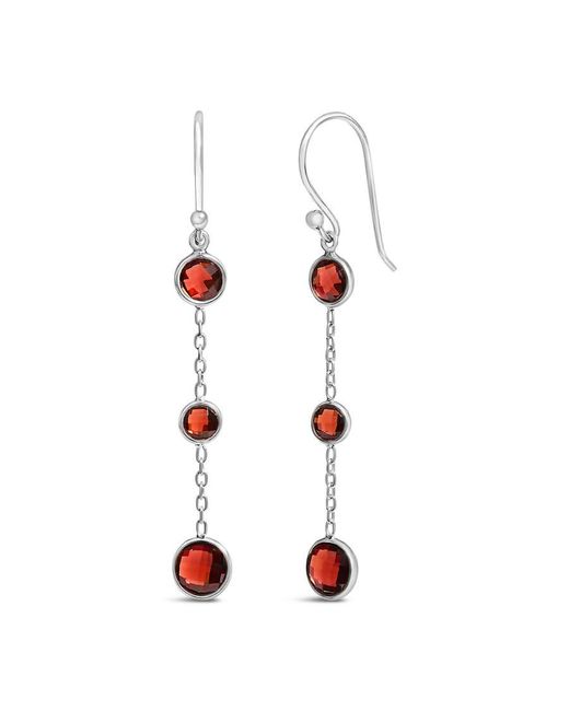 Haus of Brilliance Red 925 Sterling Graduating Bezel Set Garnet Dangle Earring for men