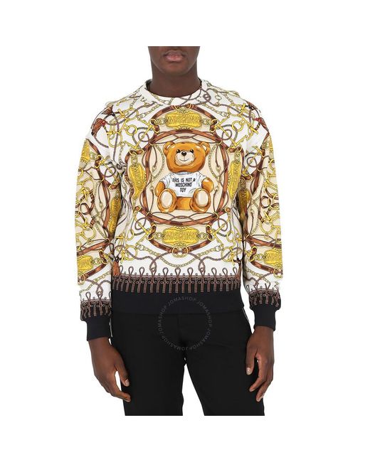 Moschino Metallic Military Teddy Cotton Jacquard Sweatshirt for men