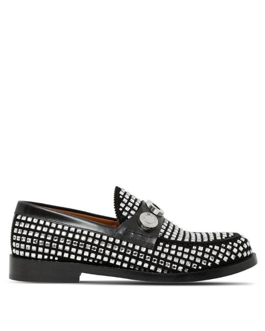 Burberry Black Broadbrook Crystal-Embellished Suede Loafers, Brand Size 37 (Us