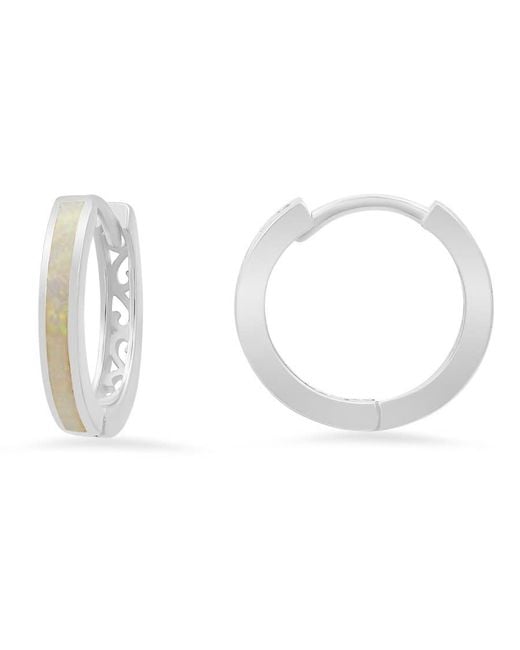 Kylie Harper White Sterling Opal Filigree Hoop Earrings