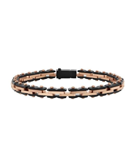 Robert Alton Brown Stainless Steel With & Rose Finish Track Bracelet for men