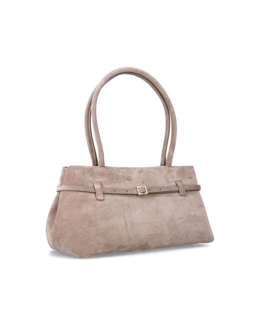 MANU Atelier Gray Le Cambon East West Suede Bag Sughero Calf Leather Shoulder