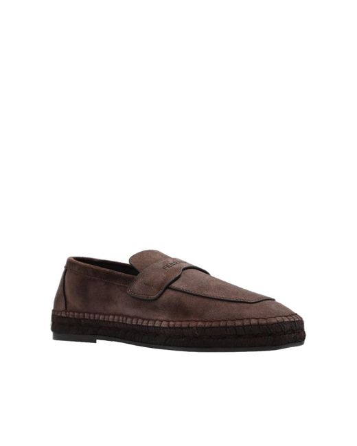 Ferragamo Brown Logo Debossed Espadrilles for men