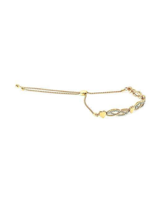 Haus of Brilliance Natural 14K Plated .925 Sterling 1/10 Cttw Diamond Wave And Hearts Bolo Bracelet (I-J Color, I2-I3 Clarity)