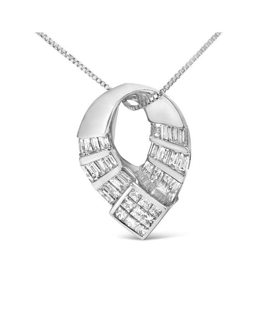 Haus of Brilliance Metallic 14K 1 5/8 Cttw Invisible Set Princess And Channel Set Baguette Diamond Curved Oval Shape Pendant(G-H Color, Vs2-Si1 Clarity)