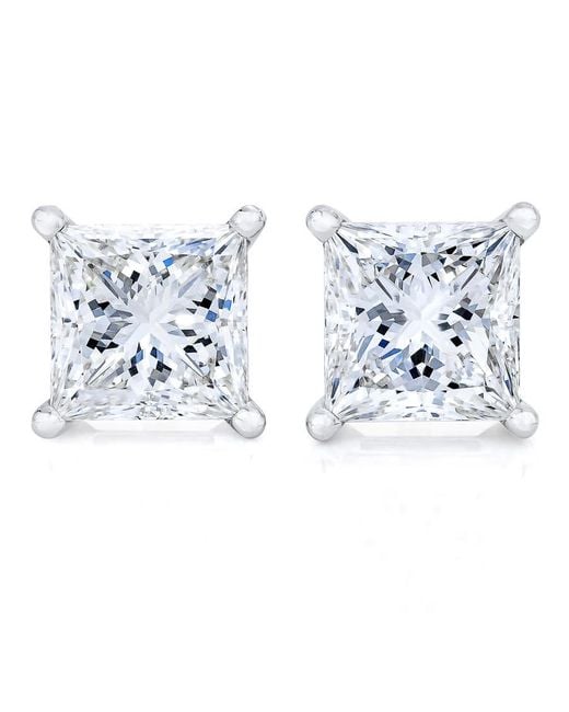 Haus of Brilliance Blue Ags Certified 14k White Gold 1/4 Cttw 4-prong Set Princess-cut Solitaire Diamond Push Back Stud Earrings