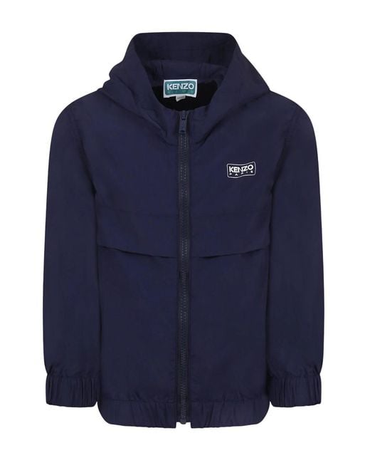 KENZO Blue Long Sleeve Windbreaker Jacket for men