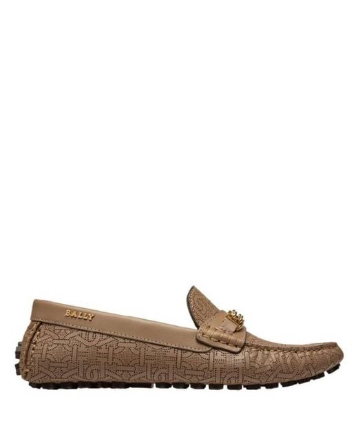 Bally Brown Lezy B Monogram Leather Loafers, Brand Size 36 Us