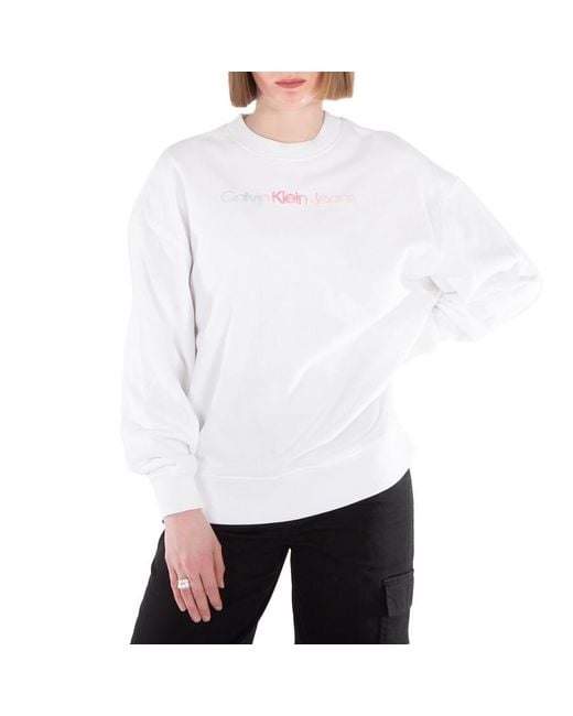 Calvin Klein White Diffused Logo Crewneck Sweatshirt