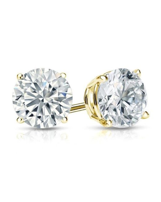 Brilliant Diamond Blue 1 Carat Round Lab Grown Diamond Stud Earrings