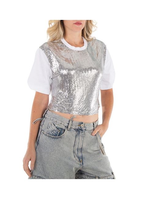 Rabanne Gray Metallic Mesh T-Shirt