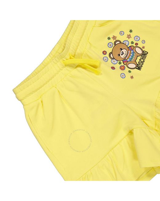 Moschino Yellow Girls Lemon Cotton Teddy Ruffle Shorts