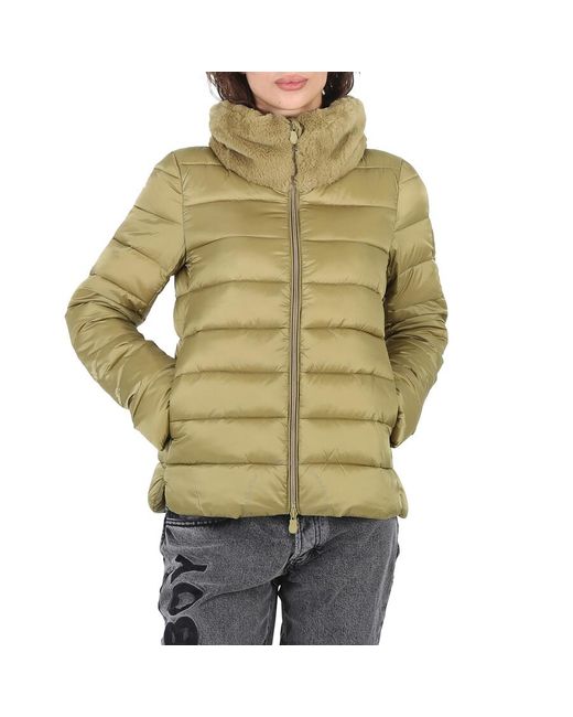 Save The Duck Green Willow Mei Faux Fur Collar Jacket
