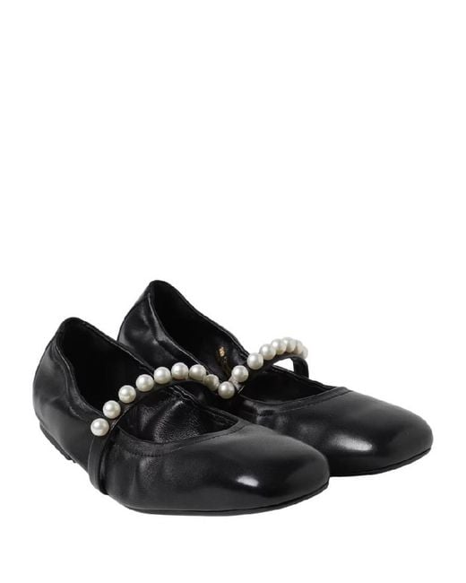 Stuart Weitzman Black Goldie Leather Ballet Flats, Brand Size 36 Us