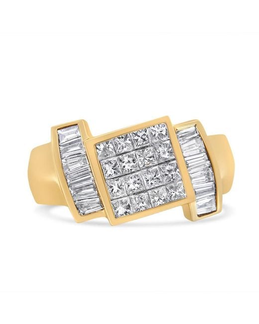 Haus of Brilliance White 14K 1 5/8 Cttw Invisible-Set Princess And Baguette Diamond Cocktail Band Ring