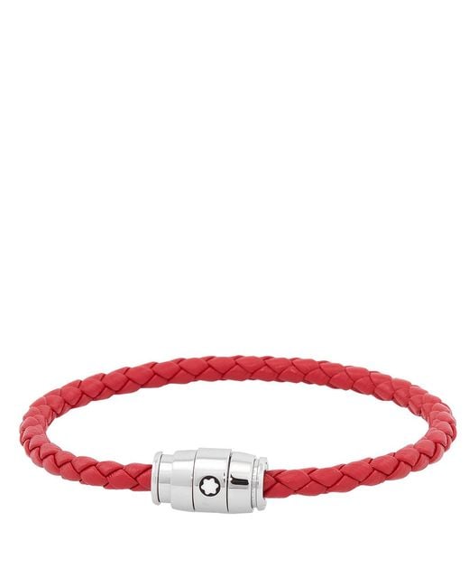 Montblanc Red Meisterstuck Steel & Russet Leather Bracelet for men