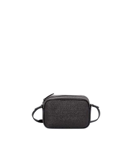 Brunello Cucinelli Ultrablack Leather Beaded Shoulder Bag
