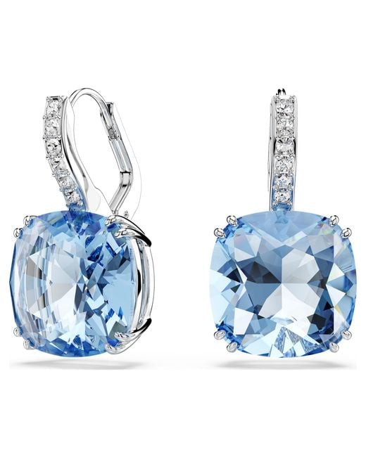 Swarovski Blue Millenia Drop Earrings, Cushion Cut, Rhodium Plated