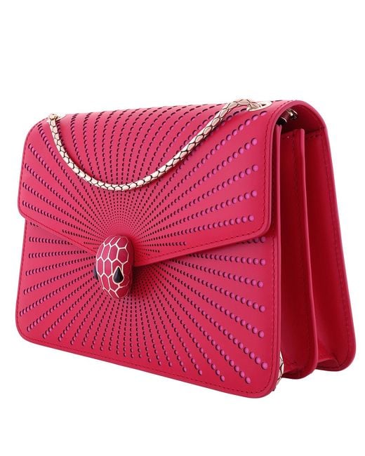 BVLGARI Red Serpenti Forever Leather Shoulder Bag