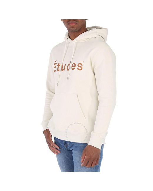 Etudes Studio White Chalk Logo-print Organic-cotton Hoodie for men