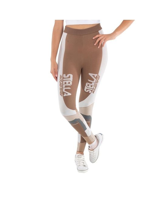 Stella McCartney Natural Ladies Khaki Sporty Logo-Print Leggings, Brand Size 36 (Us Size 2)