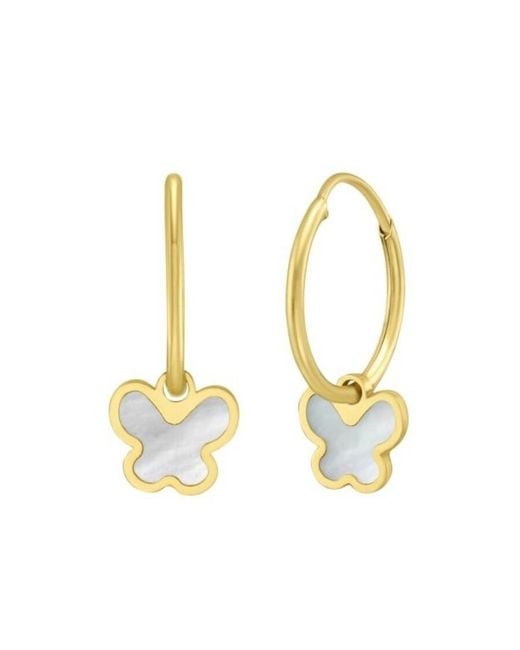 Tresorra Metallic 14K Mop Butterfly Earrings