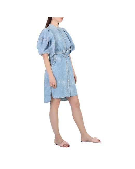 Stella McCartney Blue Denim Puff Sleeve Dress