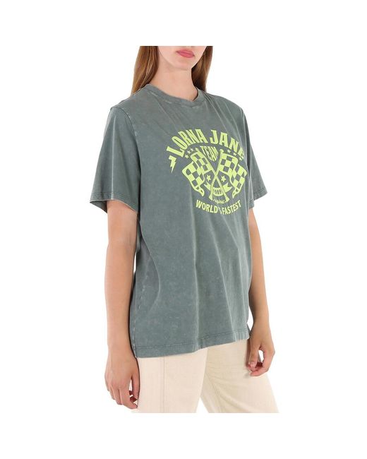 Lorna Jane Green Washed Military Speedway Oversized Cotton T-shirt
