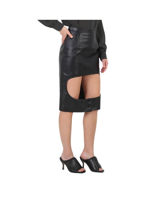 Burberry Black Florence Cutout Leather Skirt