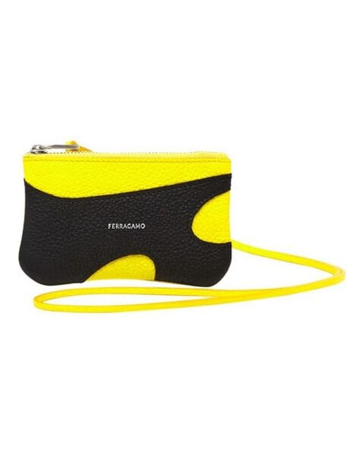 Ferragamo Yellow Logo Stamp Leather Cardholder for men