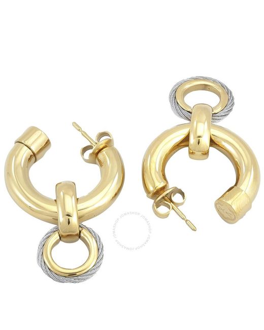 Charriol Metallic St. Tropez Mariner Yellow Gold Pvd Steel Cable Earrings