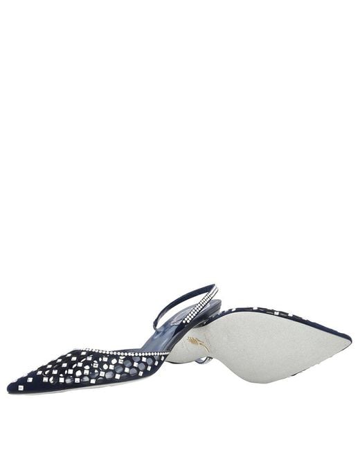 Rene Caovilla Blue Rene Caovilla Carrie Crystal Embellished Slingback Pumps