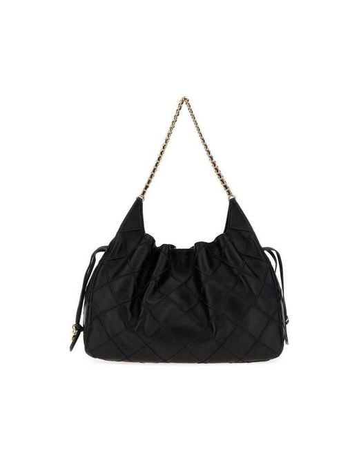 Tory Burch Black Nappa Leather Large Fleming Shopping Bag Borse A Mano