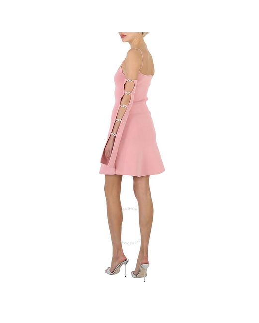 Mach & Mach Pink Light Amelie Crystal Embellished Cutout Mini Dress
